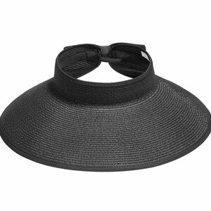 Wide-Brim Black Packable Visor for Women